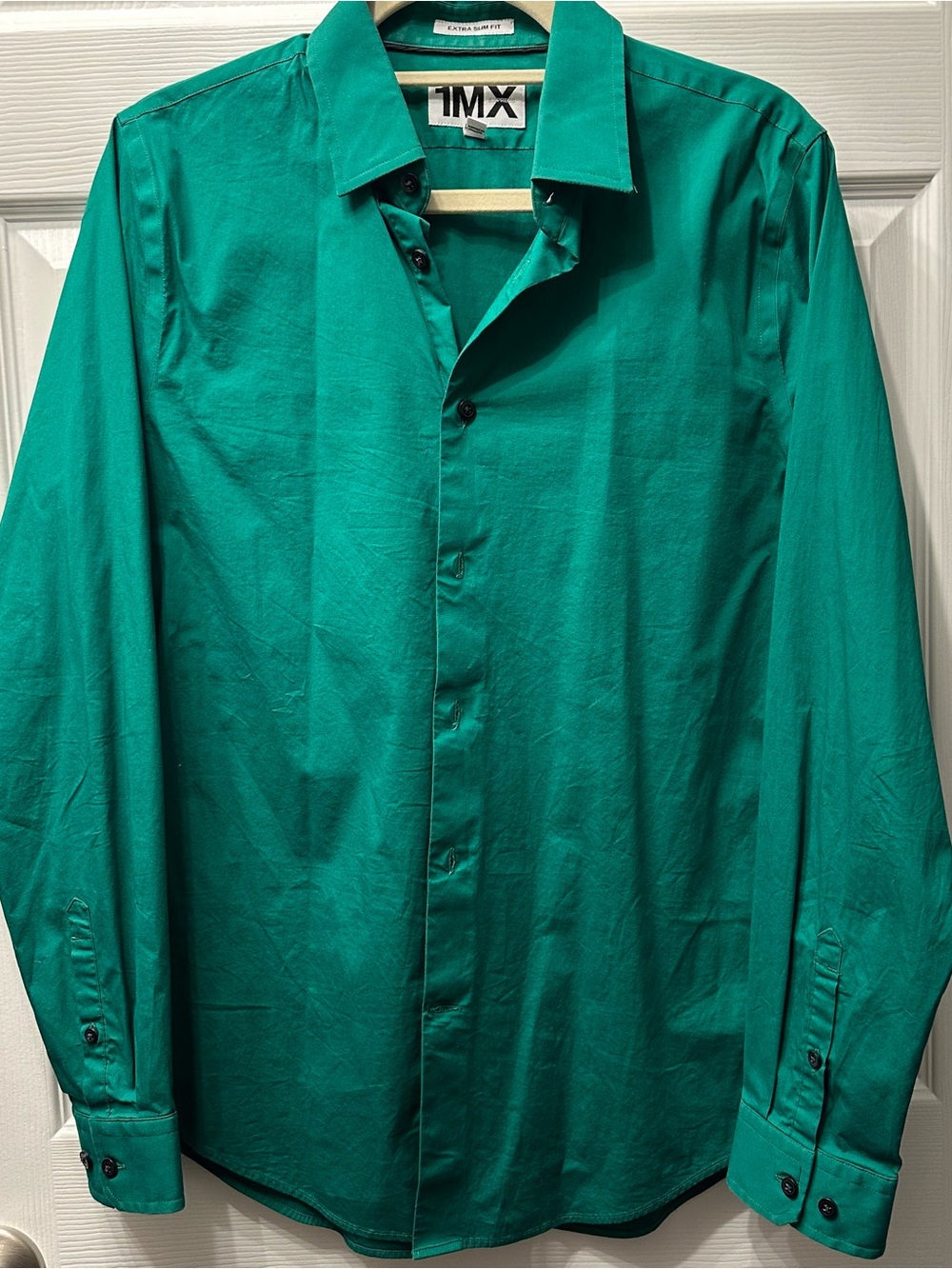 Express Men's Teal-Green Dress Shirt